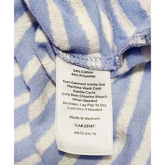 Talbots Petites Striped Long Sleeve Top Blue White Square Neck Size MP - Picture 3 of 6